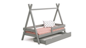 Dziecięce drewniane łóżko TIPI PLUS 160 x 80  Szary
