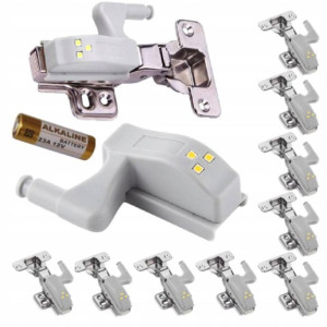 10x Lampka Do Szafki Zawias Drzwi 3led + Bateria