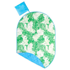 IKEA STRANDON Pled piknikowy biały zielony/wzór w liście 112x168 cm
