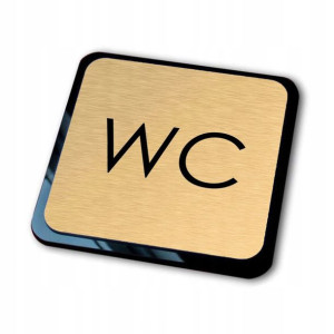 złota tabliczka informacyjna grawer WC napis