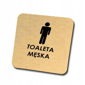 złota tabliczka informacyjna WC męska