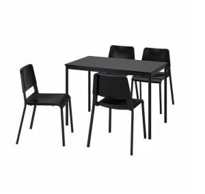 IKEA SANDSBERG / TEODORES Stół i 4 krzesła czarny/czarny 110x67 cm