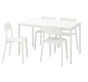 IKEA MELLTORP / JANINGE Stół i 4 krzesła biały 125 cm
