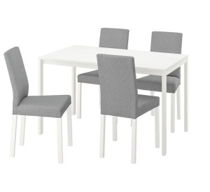 IKEA MELLTORP / KATTIL Stół i 4 krzesła biały/Knisa jasnoszary 125 cm