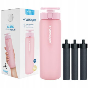 Butelka Filtrująca Wodę Wessper Różowa + 3x Filtr