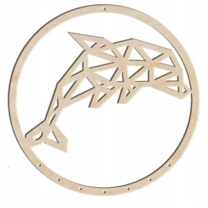 drewniana baza do makram delfin 38cm GE005