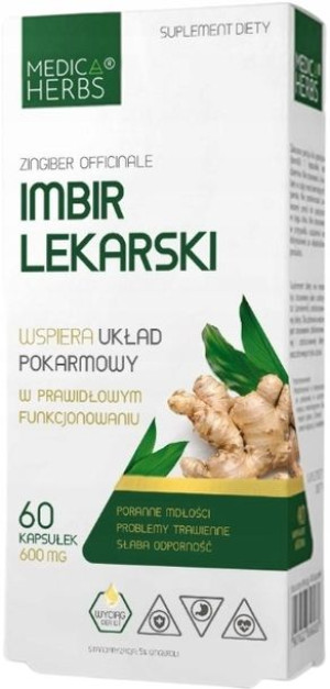 IMBIR LEKARSKI Ginger 60kap ODPORNOŚĆ Medica Herbs