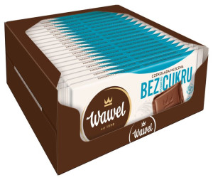 Karton Czekolada Mleczna bez dodatku cukru Wawel 90g