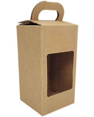 Pudełko karbowane z okienkiem na słoik 0,9 L 89x89x168mm - karton karbowany