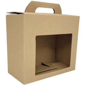 Pudełko karbowane z okienkiem na słoik 2x 0,9 L 195x95x165mm - karton karbo