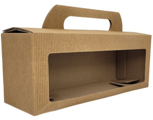 Pudełko karbowane z okienkiem na słoik 3x 0,35 L 265x87x97mm - karton karbo
