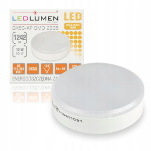 Żarówka LED GX53 12W=85W SMD 1242lm CCD Ciepła LEDLUMEN