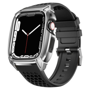 Pasek + etui Kingxbar CYF148 2w1 Apple Watch 7/8 45mm srebrne
