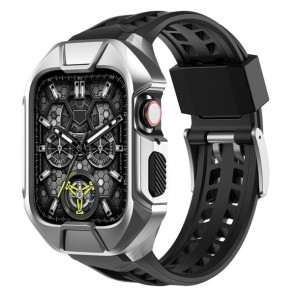Pasek + etui Kingxbar CYF136 2w1 Apple Watch 7/8 45mm srebrne