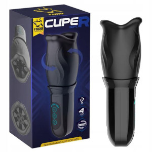 Masturbator z wibracjami. Rotacyjny. 360 stopni