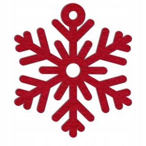 Bombka z filcu na choinkę 18 śnieżynka czerwona
