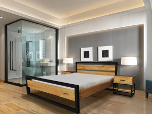 Zestaw mebli do sypialni: Łóżko metalowe 180x200 cm + szafki nocne 1S1P Kar