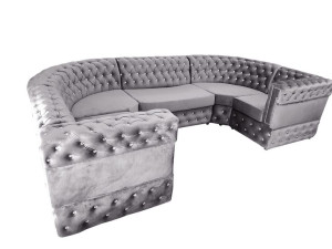 Narożnik Podkowa "U" 180/380/180 cm CHESTERFIELD z funkcją spania, półki do
