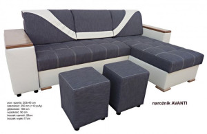 Narożnik AVANTI 250/160 cm z funkcją spania i 2 pufami