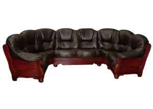 Narożnik ROMA 170/330/170 cm Podkowa "U" Skóra Naturalna, Dębowy Stelaż, w