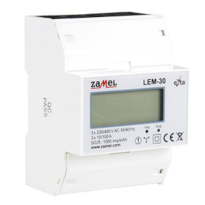 Licznik energii elektrycznej 3x230V 100A LEM-30 LCD 4mod EXTA ZAMEL