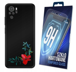 Etui Matt Flower +szkło 9h Do Xiaomi Redmi Note 10