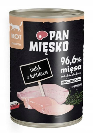 Pan Mięsko karma dla kota Indyk z Królikiem - 400g