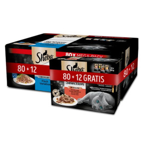 SHEBA saszetki 80x85g Delikatesse Rybne smaki + SHEBA saszetka 12x85g Soczy
