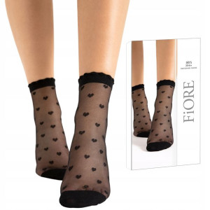 Fiore Skarpetki Iris 20 den w serduszka Black