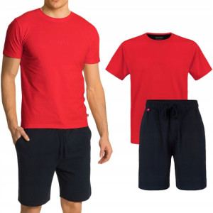 Atlantic Krótka Piżama męska Bawełna 364-red XL