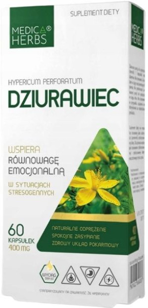 Medica Herbs DZIURAWIEC 60kap Nerwy Stres Depresja