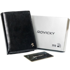 Solidny, skórzany portfel męski bez zapięcia z ochroną RFID, pionowy