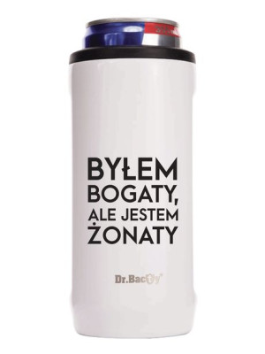 Kubek termiczny na kawę 2w1 Dr.Bacty Notus 360 ml - biały - Byłem bogaty, a