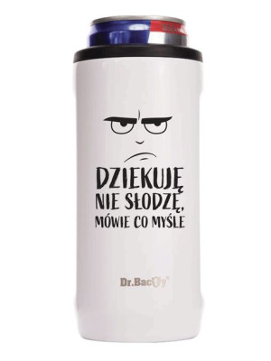 Kubek termiczny na kawę 2w1 Dr.Bacty Notus 360 ml - biały - Dziękuję nie sł