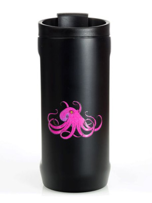 Kubek termiczny na kawę 2w1 Dr.Bacty Notus 360 ml - czarny - Octopus Magent