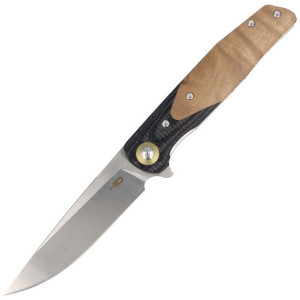 Nóż Bestech Ascot Black Carbon Fiber/G10/Lightburl Wood, Satin 14C28N (BG19