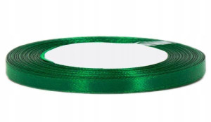 Wstążka tasiemka satynowa 6mm 32m 10.dk.green