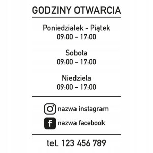 Naklejka godziny otwarcia | 40x60cm | W42