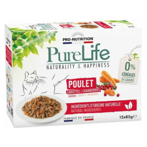 PURE LIFE Kurczak z marchewką i żurawiną dla kota saszetka ZESTAW 12 x 85g