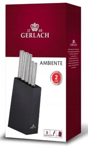 GERLACH Zestaw 5 noży w bloku Ambiente silver