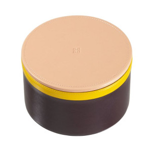 DUDU Leather Jar Storage for Home Design, Catch All Case with Cap 4x4 inche