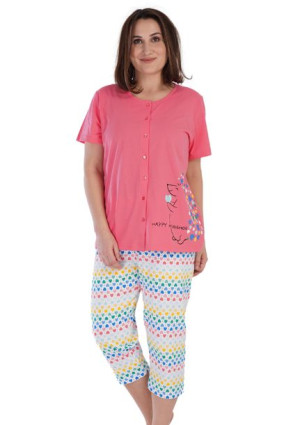 Piżama Damska Vienetta bawełna +Size 1XL rozpinana