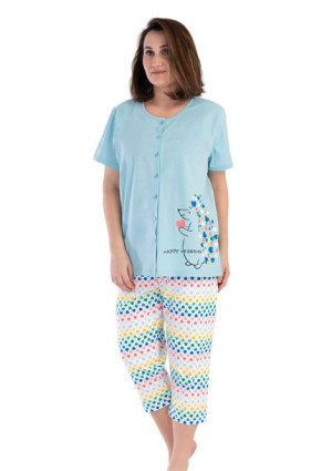 Piżama Damska Vienetta bawełna +Size 1XL rozpinana