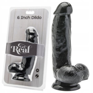 Dildo. Sztuczny penis z dużą główką i jądrami.