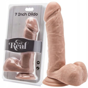 Dildo waginalne z jądrami na mocnej przyssawce.