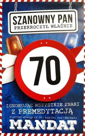 Karnet Urodziny 70 męskie JCX - 017