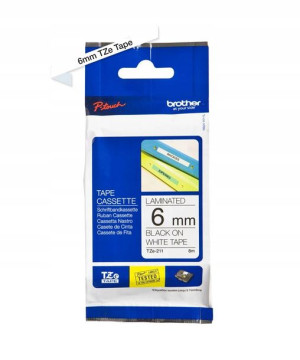 Brother Tape Black on White 6mm