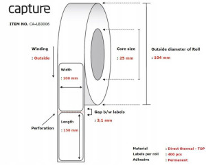 Capture Label 100x150, Core 25,