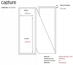 Capture Label 105x220, Core Fanfold