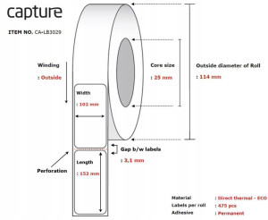 Capture Label 102x152, Core 25,